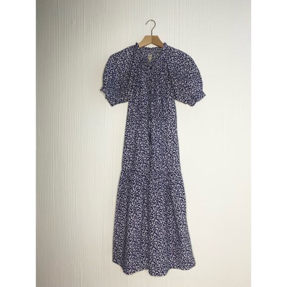 REBECCA TAYLOR LA VIE Floral Cotton Puff Sleeve Prairie Maxi Dress US XS - Picture 10 of 13